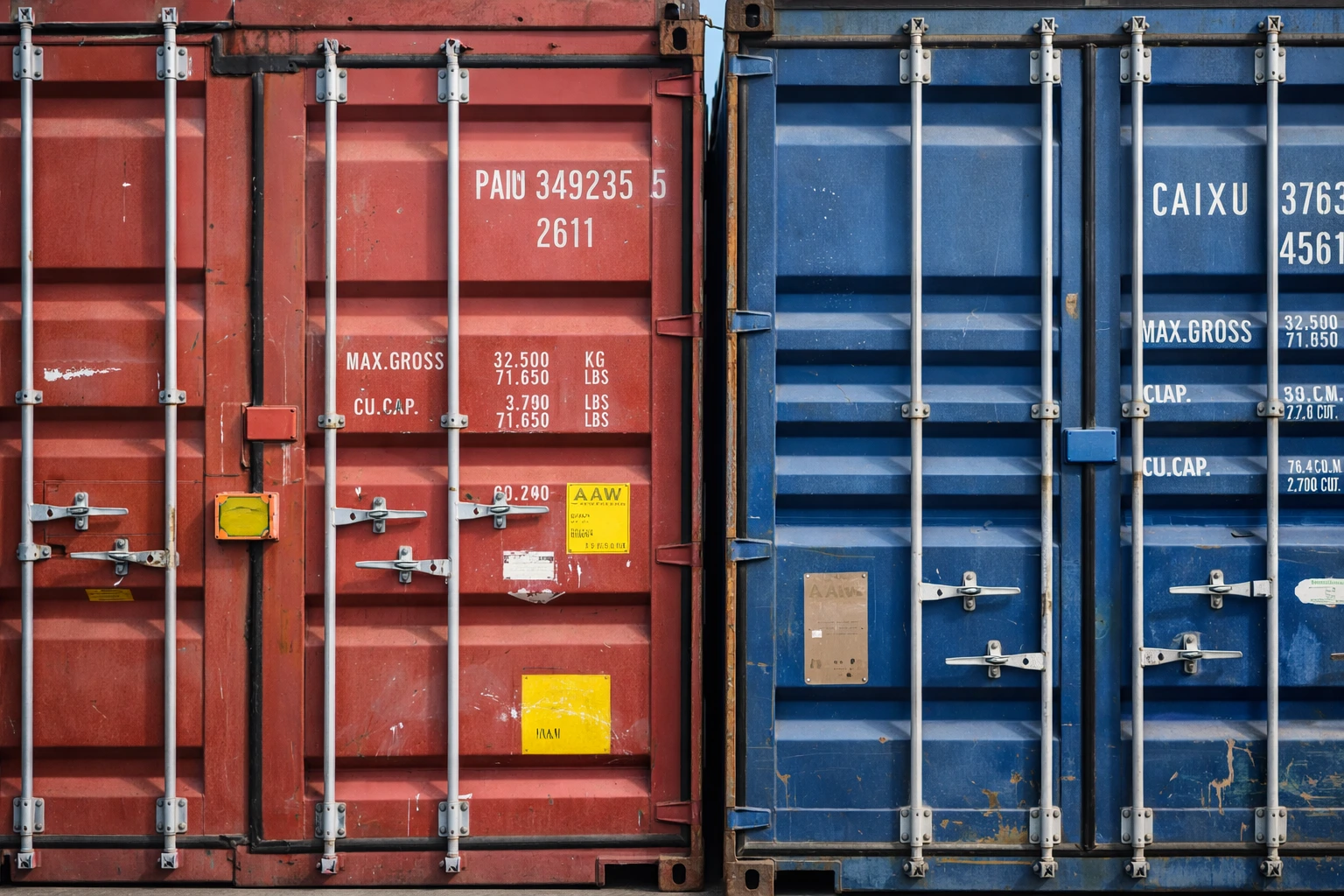 Punainen ja sininen merikontti